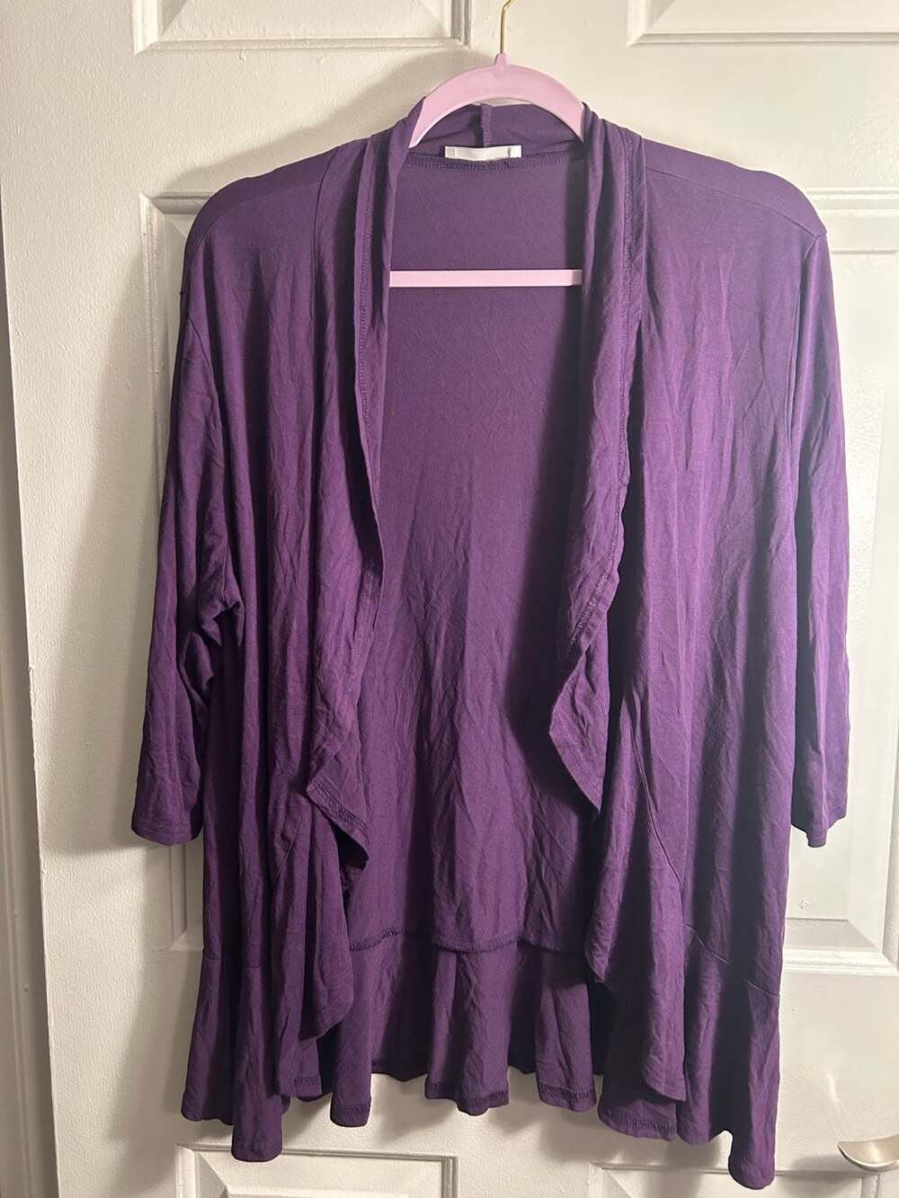 Bluetime Women's Lightweight Open Front Cardigan with Draped Ruffle Hem